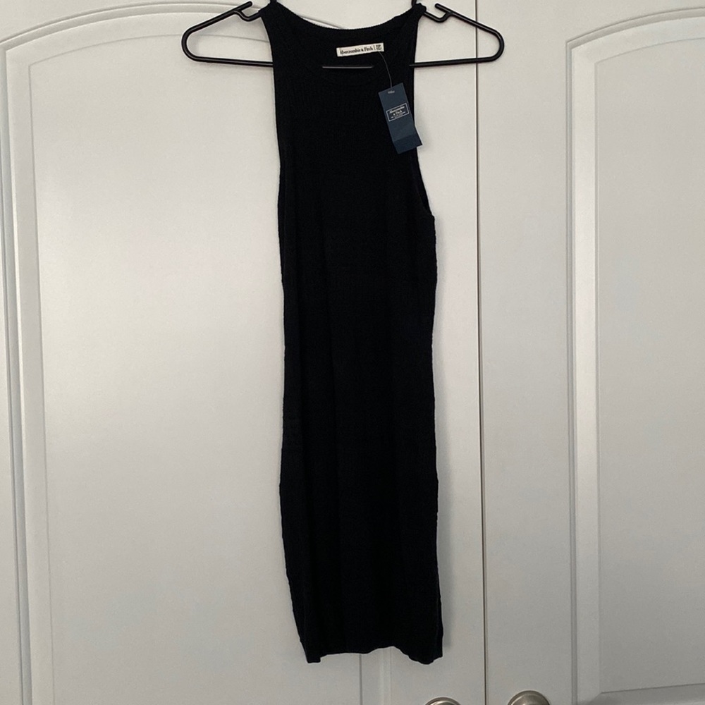 Black crochet shirt dress